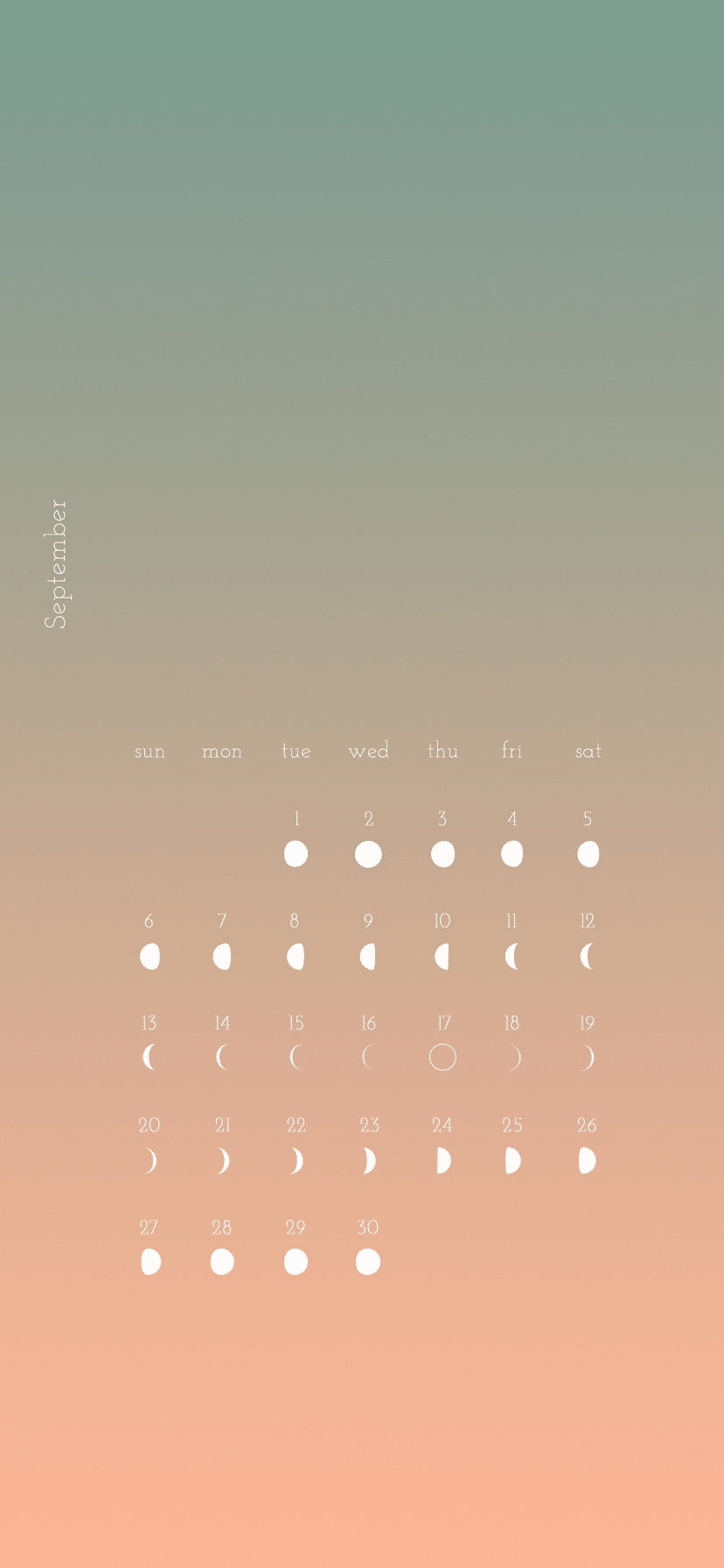 月の満ち欠けカレンダー 9月 カナコ Note