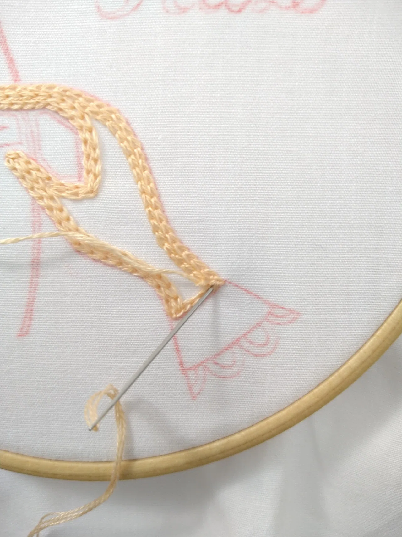 ローズの刺繍枠キットを作ろう* ステップ2 〜手の中をチェーンSで刺繍
