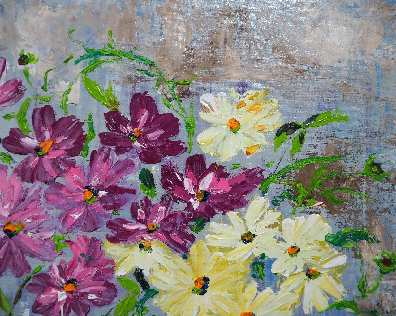 コスモス 絵画 秋桜 ミニ-