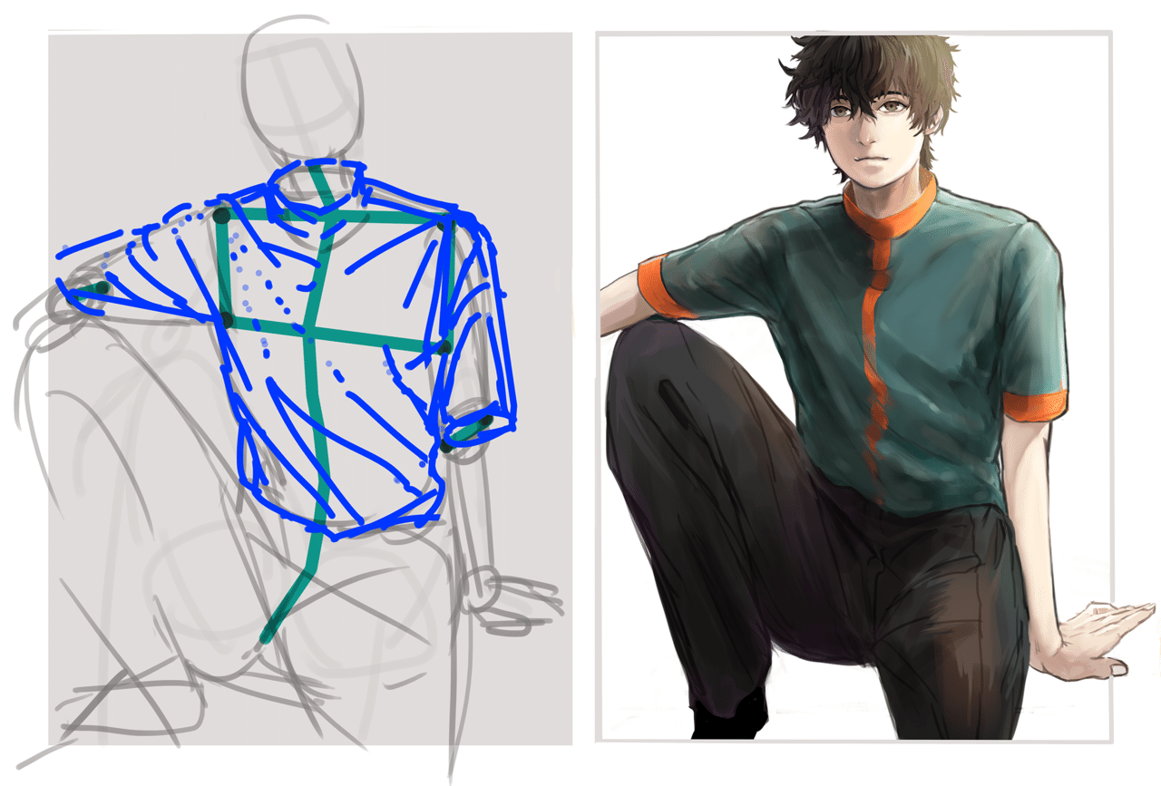 Vol 2 ハイネックとシワの構造 お洋服と人体のイラストお勉強note Xds Note