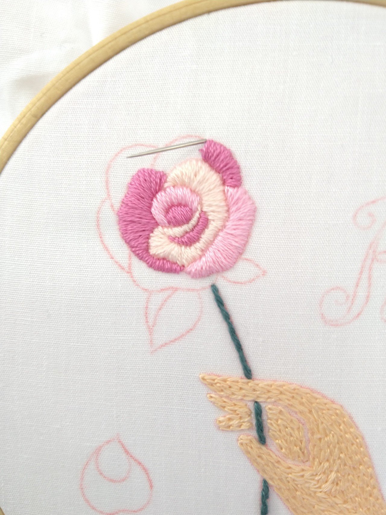 ローズの刺繍枠キットを作ろう* ステップ4 〜バラの花の刺繍