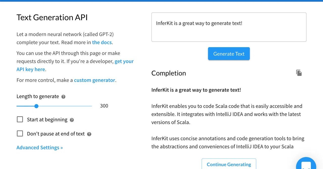 InferKit - AIによるテキスト生成が可能なWebサービス｜npaka