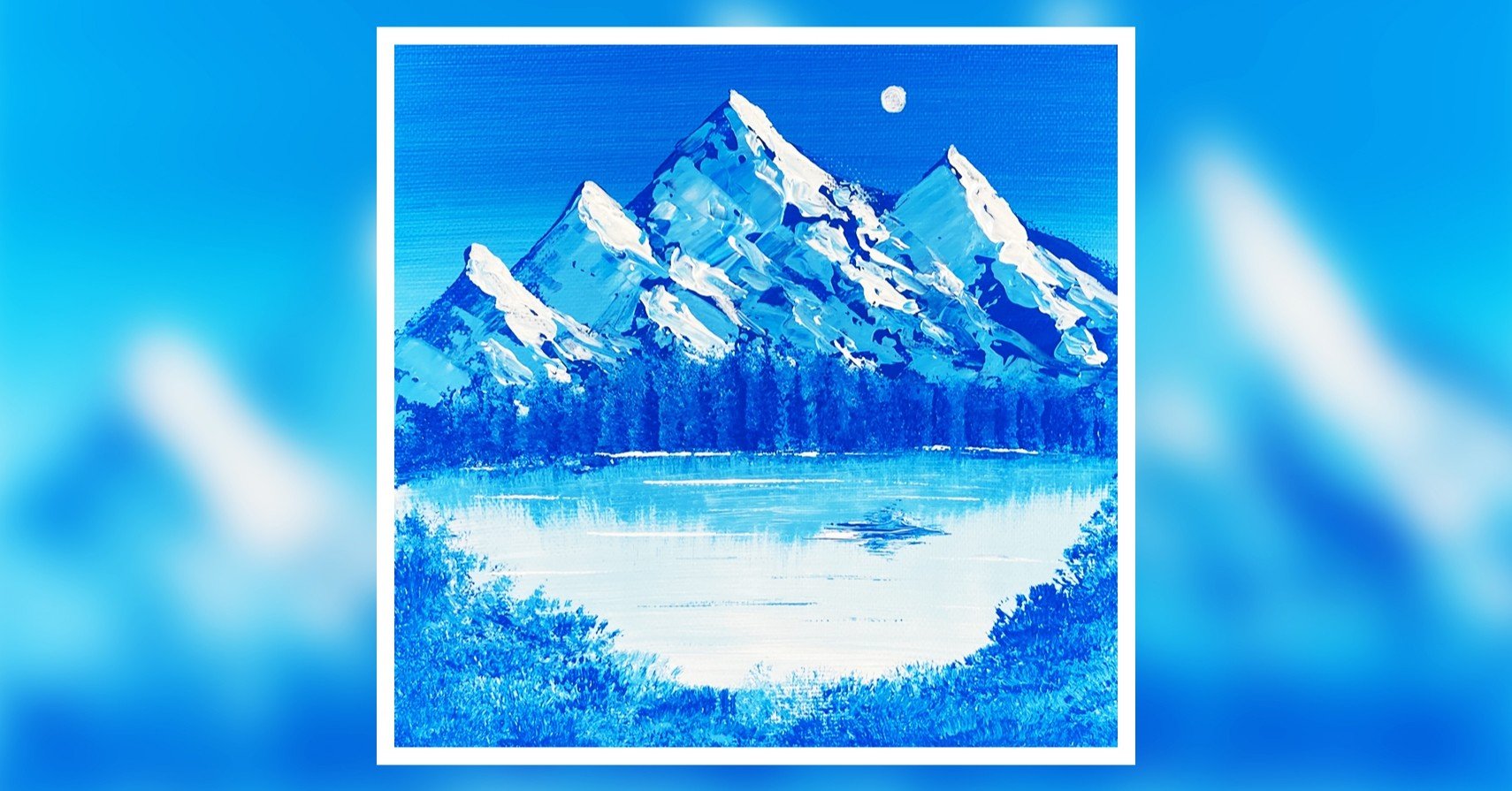 アクリル絵の具を使用した「青の風景」の描き方 / 初心者が簡単に絵を