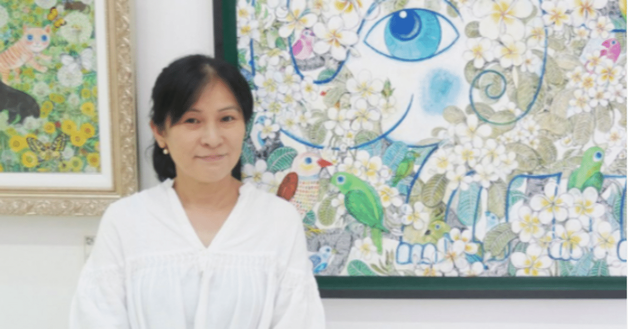 タイバンコクの有名な画家さんの油絵です。 タイの有名女優や幻想的な女性を仏教の世界観を背景に描く画家