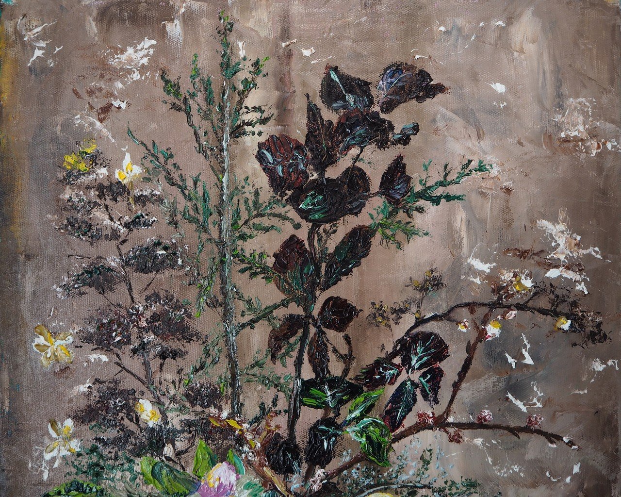 木の実を啄む小鳥の絵を描きました|芸術 絵画｜雨星立夏 Rikka