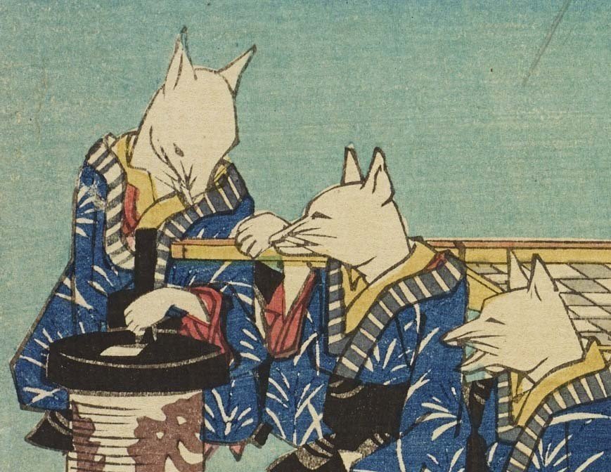 I*7様 狐の嫁入図　画:歌川国芳　1839-1842頃　浮世絵 狐の嫁入図 画:歌川国芳 1839-1842頃 浮世絵 江戸時代 適い