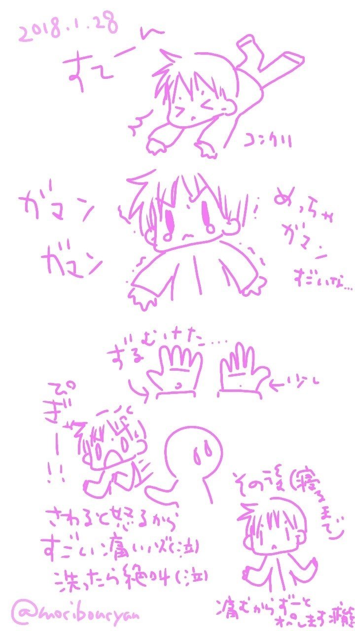 去年盛大にこけて両手両膝怪我した時も泣くの我慢して 家に着く前くらいで我慢しきれず大泣き した すぐ泣いていいのになぁ ちなみにそれ以降 半ズボンはいてくれなくなった うちゃこ Note