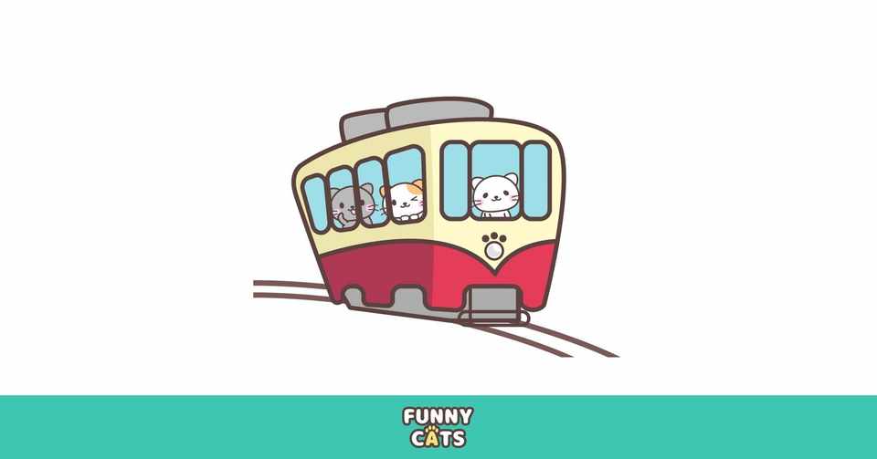 Note見出し用イラスト 電車に乗る猫達 コーヘーズ Note