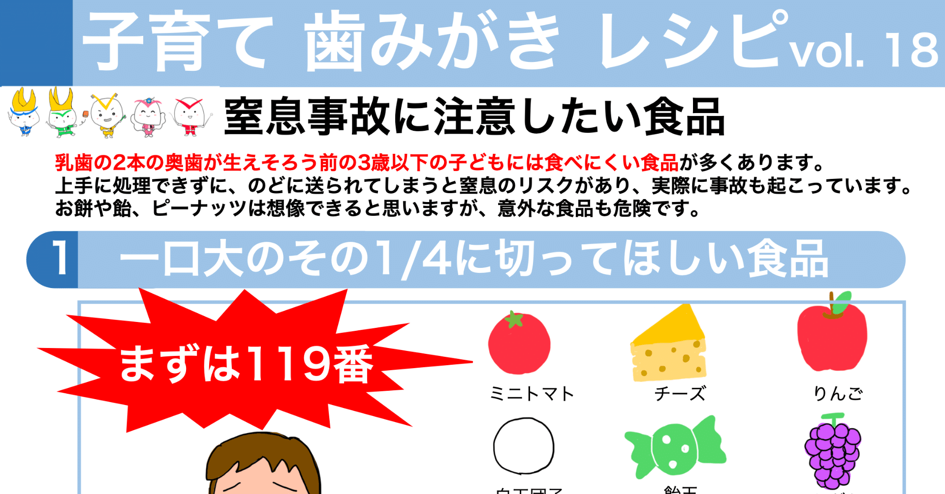 窒息事故に注意したい食品 子育て歯みがきレシピ Vol 18 子育て歯みがきレシピ Note