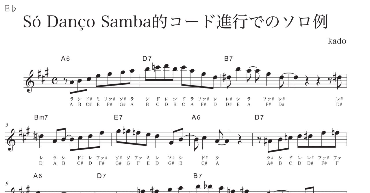 アルトサックス ｢ So Danco Samba｣コード進行でのソロ例｜加度 克紘