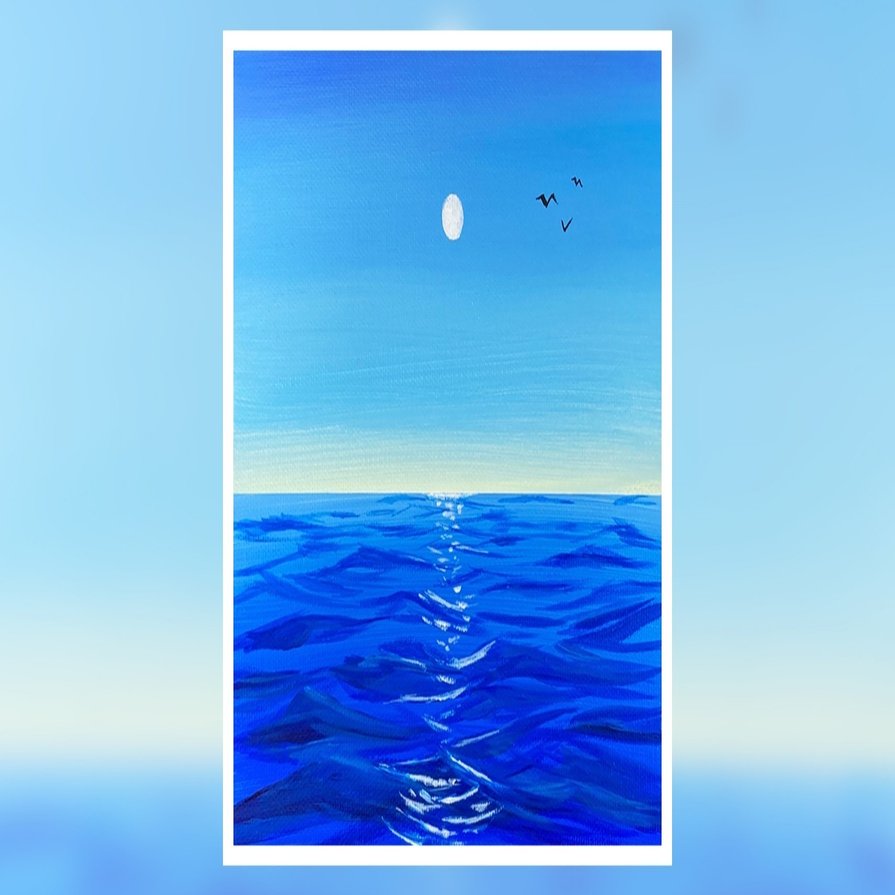 アクリル絵の具を使用した 海の月光 の描き方 初心者が簡単に絵を描く方法 Junya Art Note