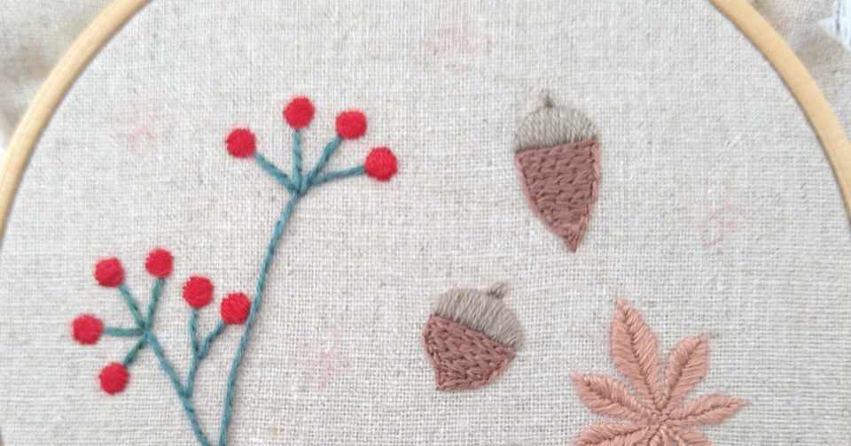 秋の植物の図案 無料ダウンロードで刺繍を楽しもう ステップ4 どんぐりの刺繍 Apostrophe S Note