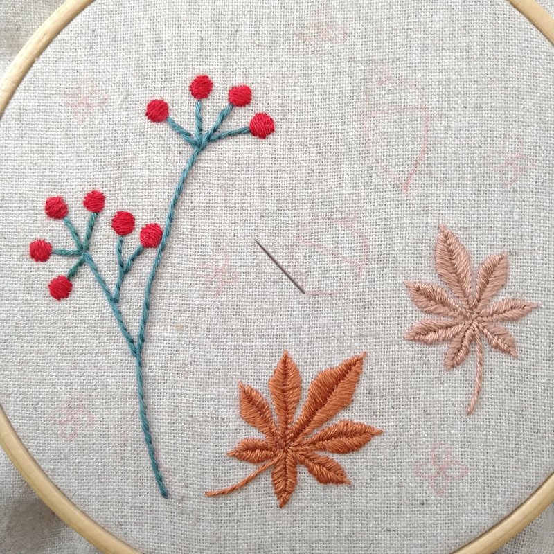 秋の植物の図案 無料ダウンロードで刺繍を楽しもう ステップ4 どんぐりの刺繍 Apostrophe S 刺繍雑貨作家 Note