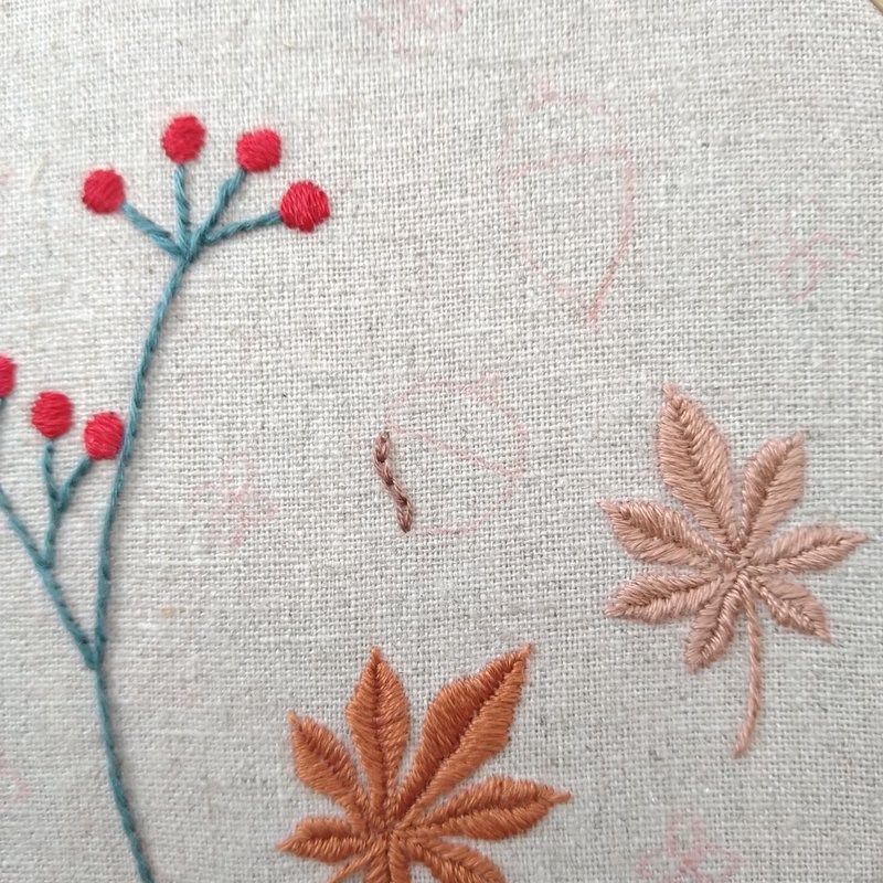 秋の植物の図案 無料ダウンロードで刺繍を楽しもう ステップ4 どんぐりの刺繍 Apostrophe S 刺繍雑貨作家 Note