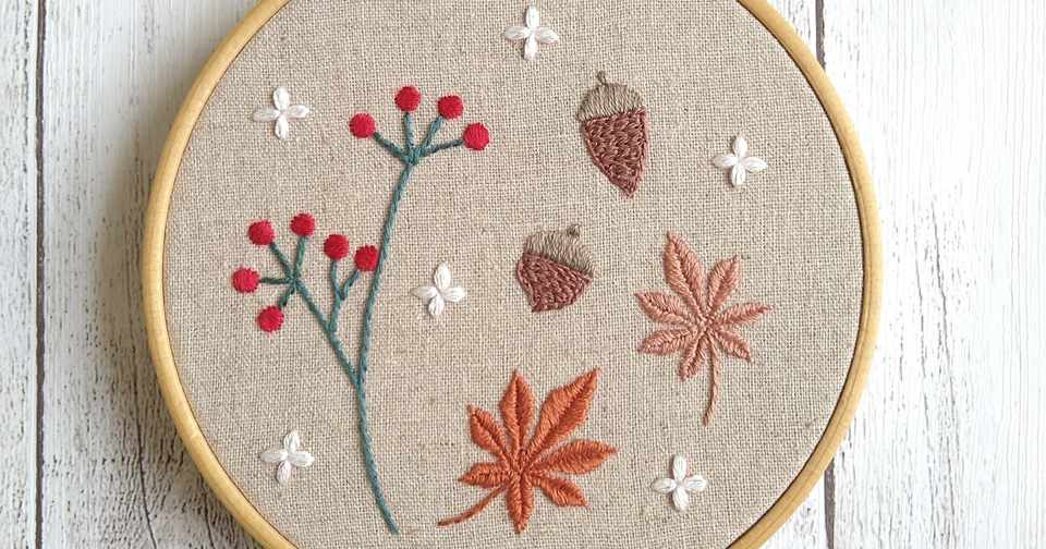 秋の植物の図案 無料ダウンロードで刺繍を楽しもう ステップ5 完成 Apostrophe S Note