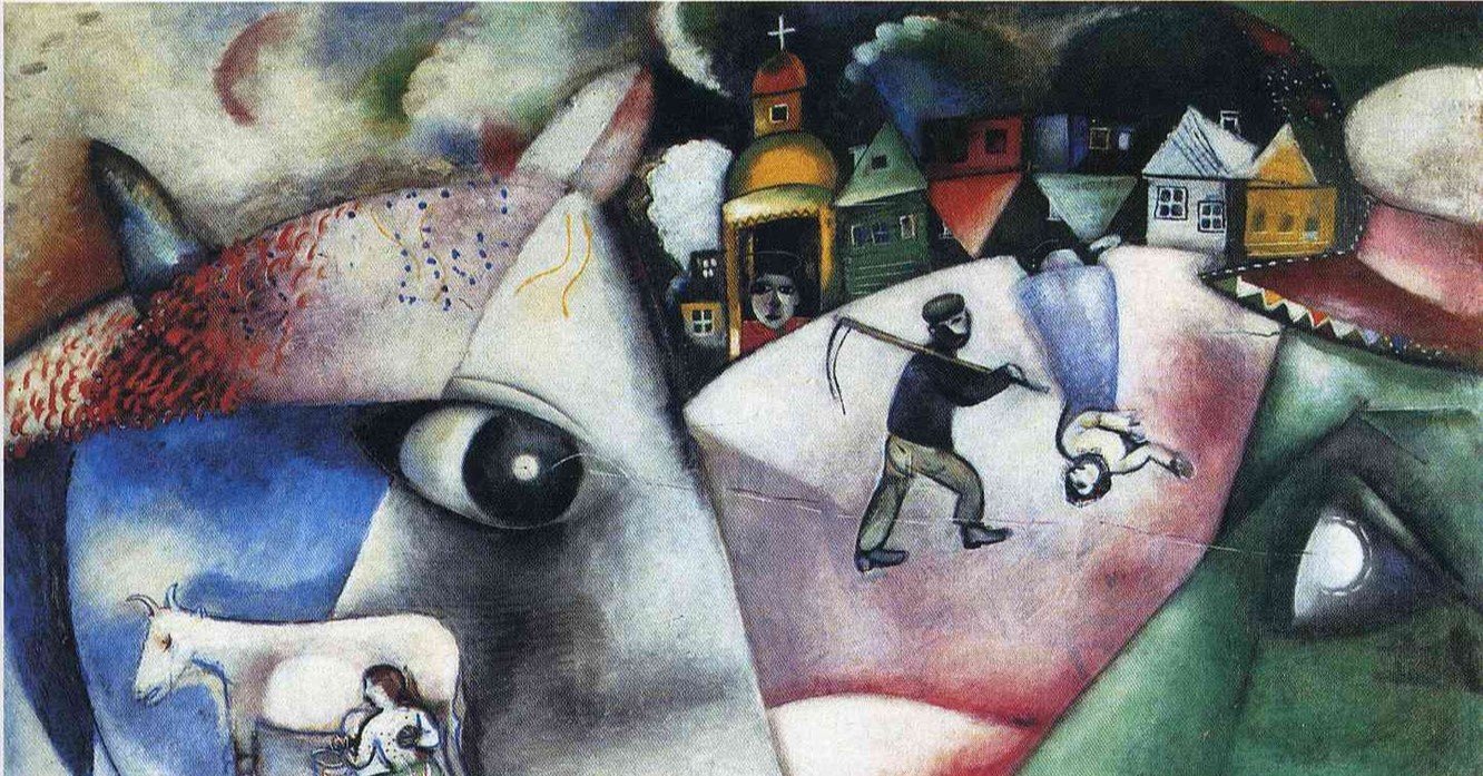 調和のふしぎ（シャガール「私と村」から）｜Tomohiro Iida