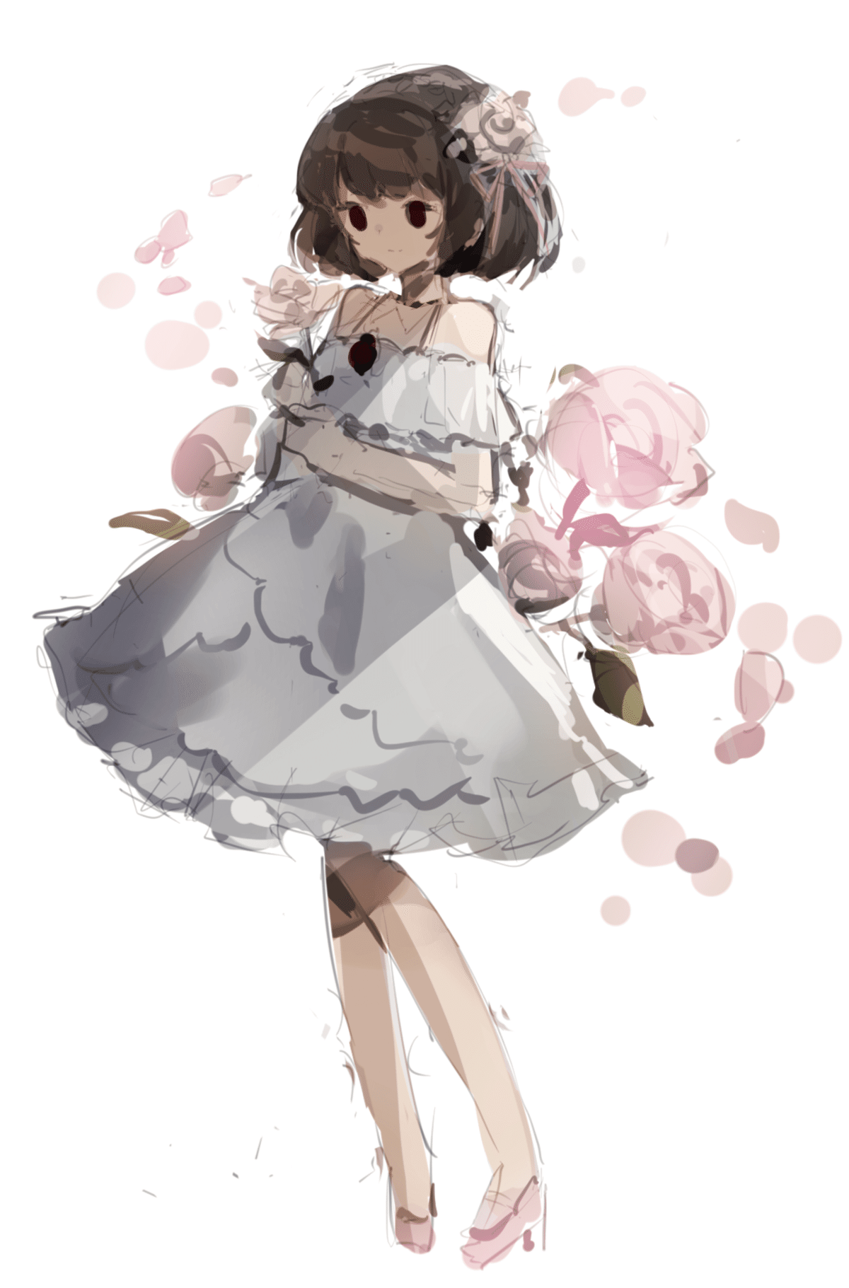 薔薇/女の子』メイキング解説｜ゆきみしの❄️イラストレーター