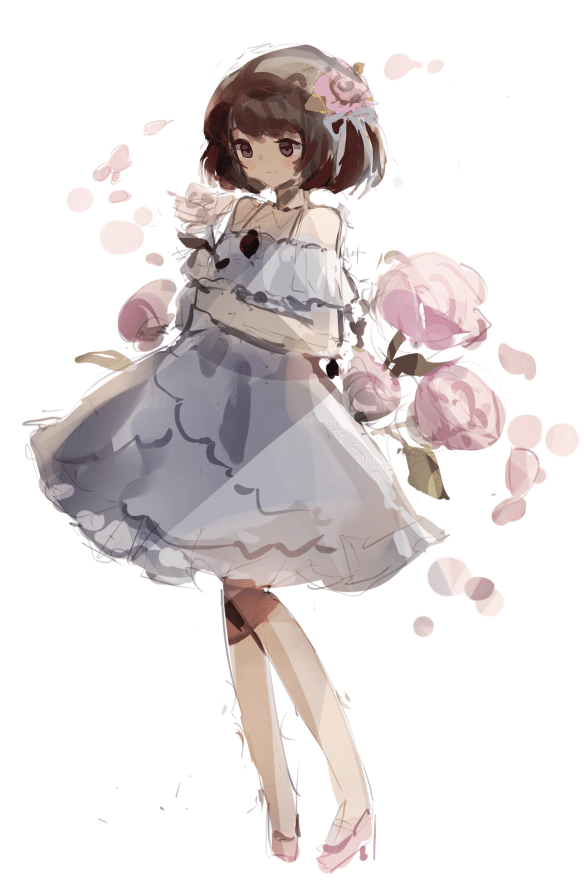 薔薇/女の子』メイキング解説｜ゆきみしの❄️イラストレーター