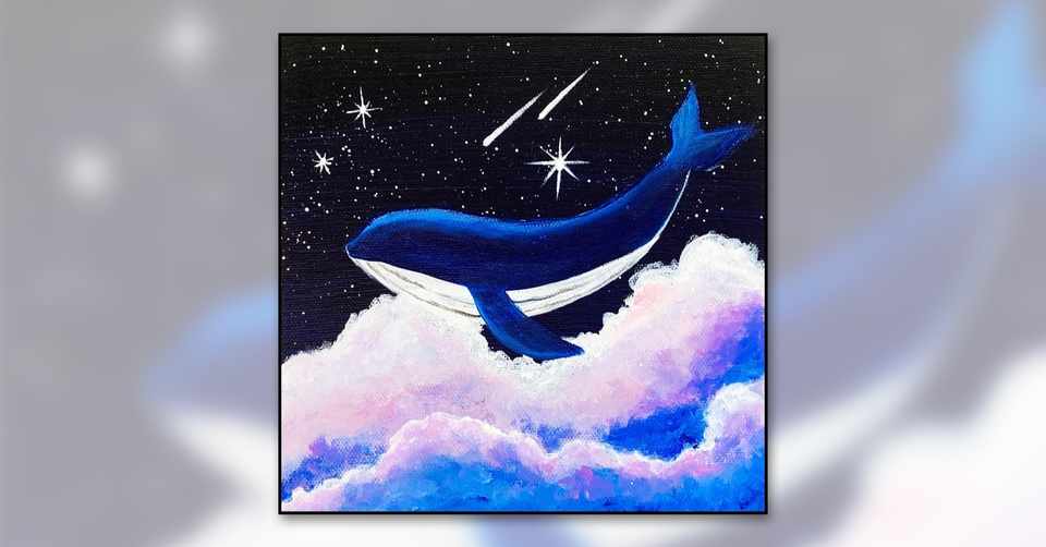 アクリル絵の具を使用した 空飛ぶクジラ の描き方 初心者が簡単に絵を描く方法 Junya Art Note