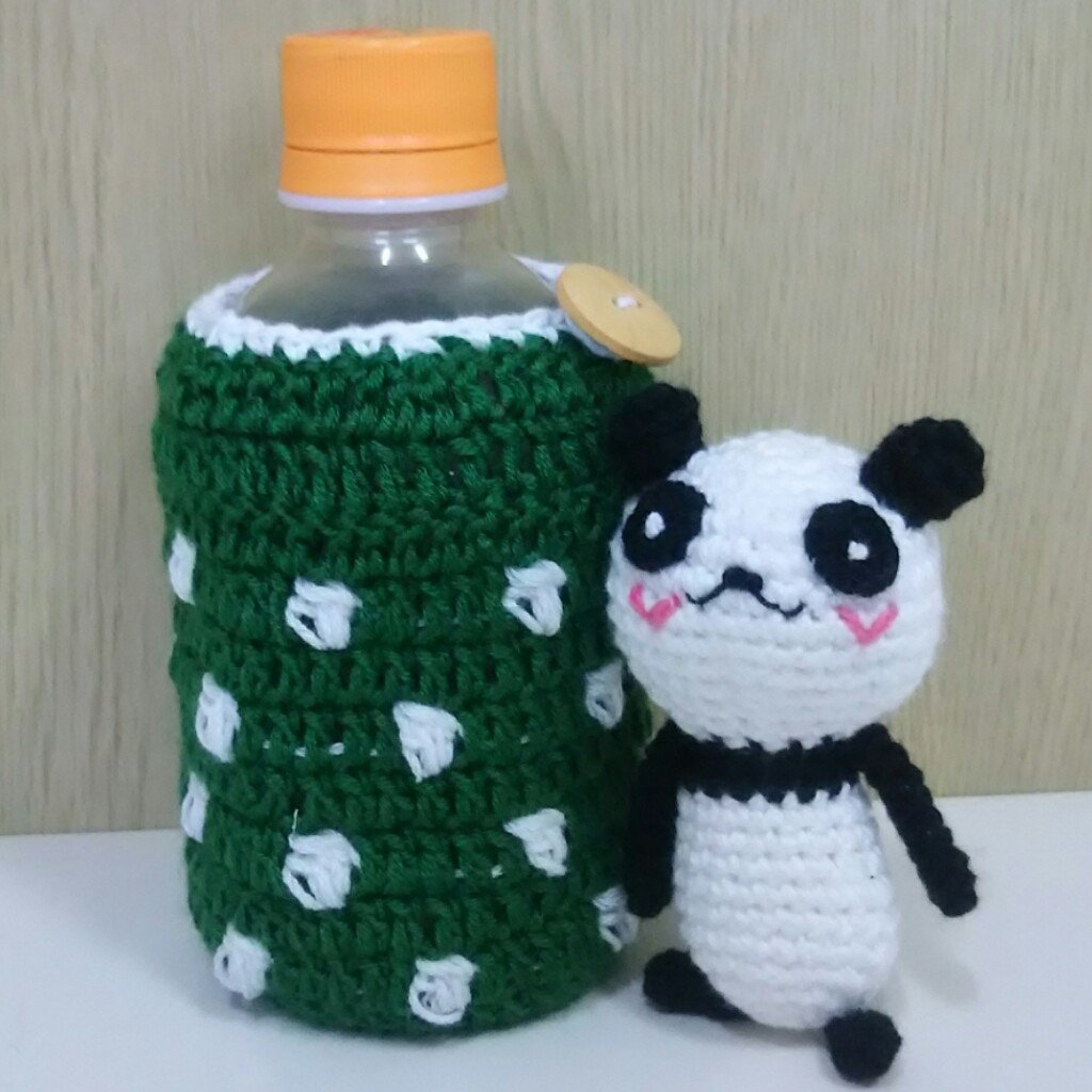 水玉模様のペットボトルカバーの編み方 ドット 手編み くすり星 Note