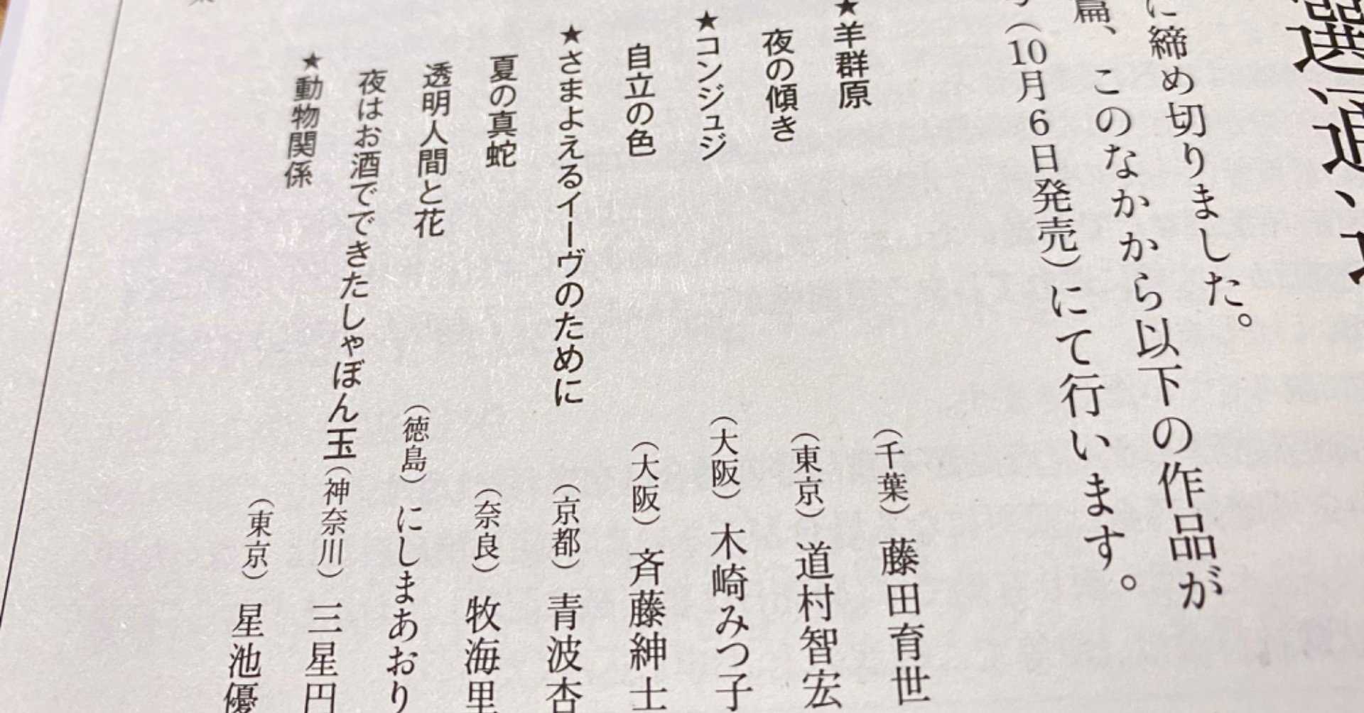 へたくそな小説 第44回すばる文学賞3次選考落選 ミチムラチヒロ Note
