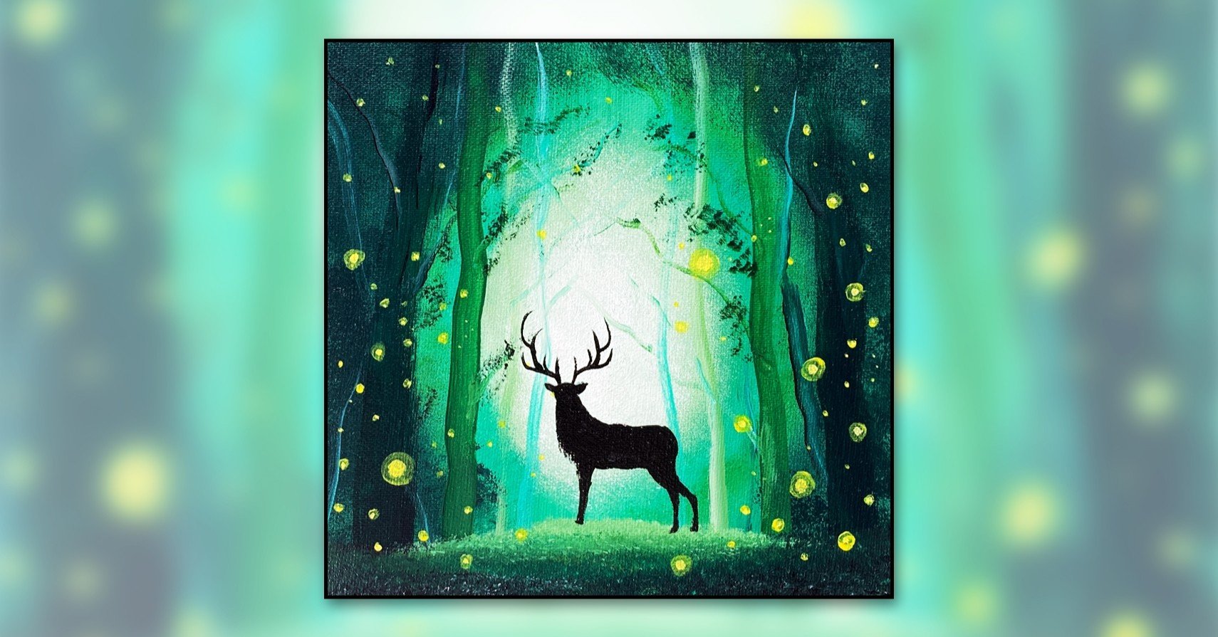 アクリル絵の具を使用した 鹿が住む光輝く森 の描き方 初心者が簡単に絵を描く方法 Junya Art Note