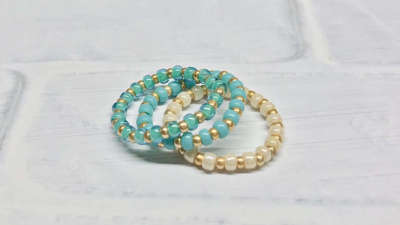 結びにくい』を解消！通して結ぶだけのシンプル重ね付けリング｜ビーズ