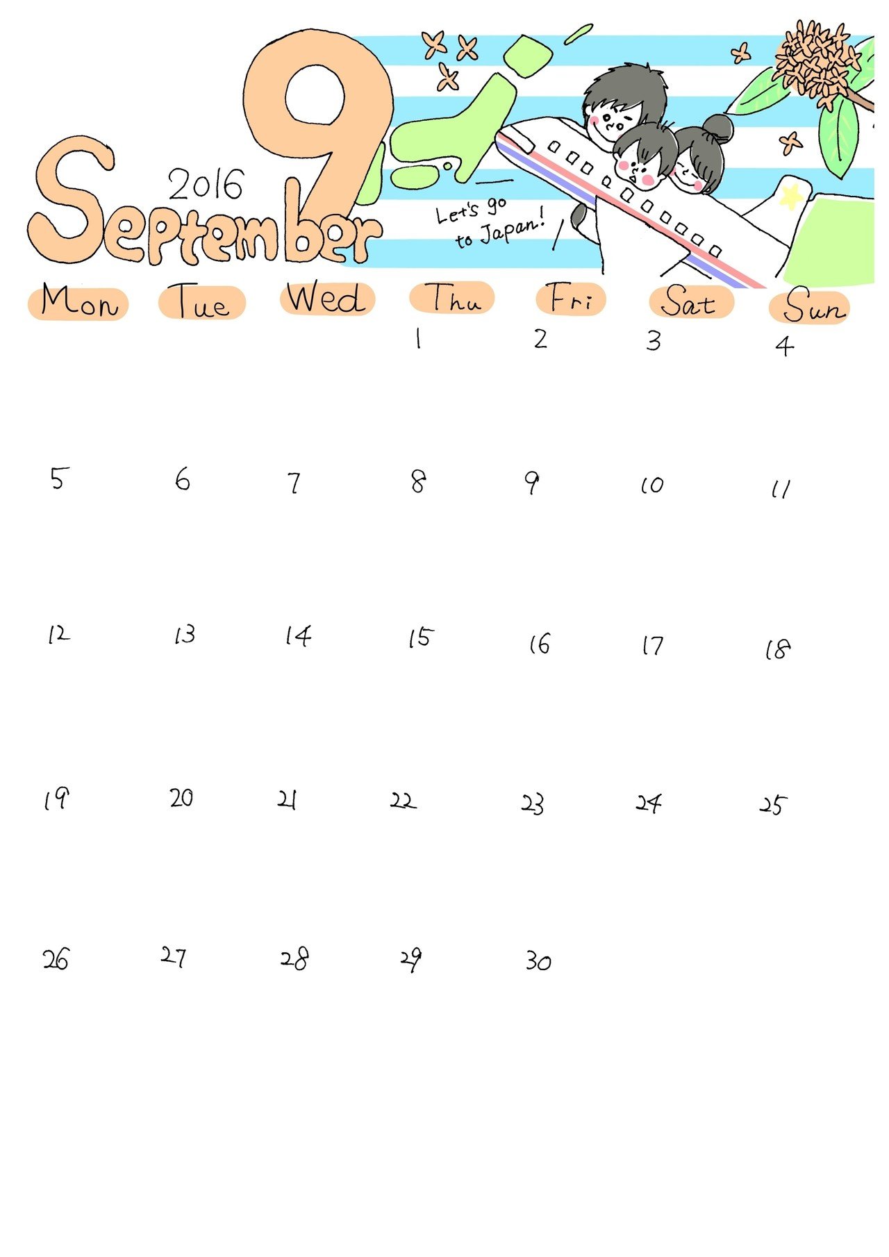 カレンダー 16 September Rina Note