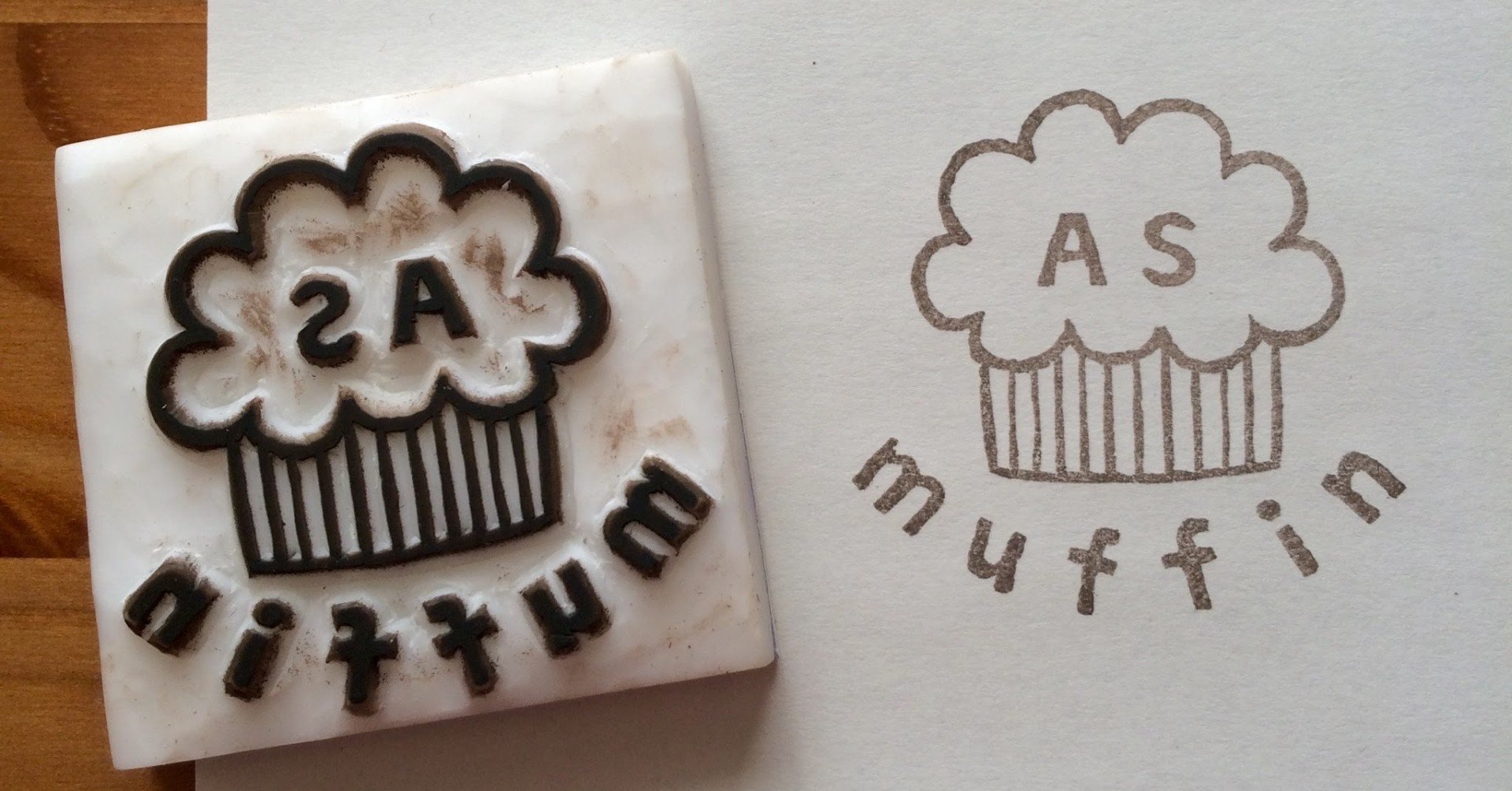 ASmuffinロゴは「消しゴムはんこ」｜マフィン屋
