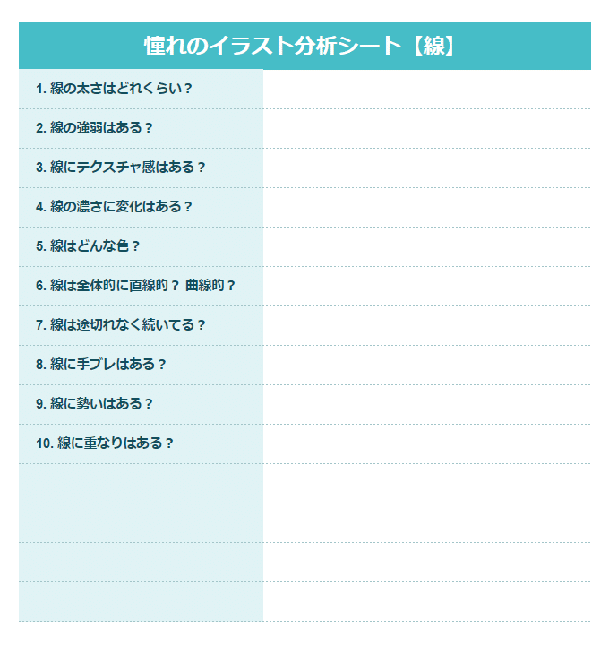 憧れのイラスト分析シート 線 ゴン イラストレーター Note