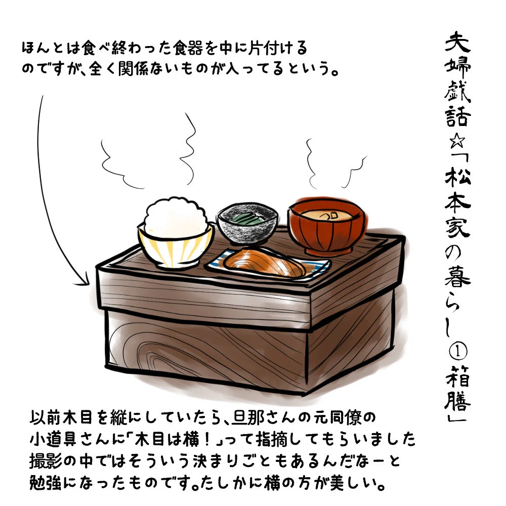 夫婦戯話「松本家の暮らし①箱膳」｜櫂屋ありさ丸