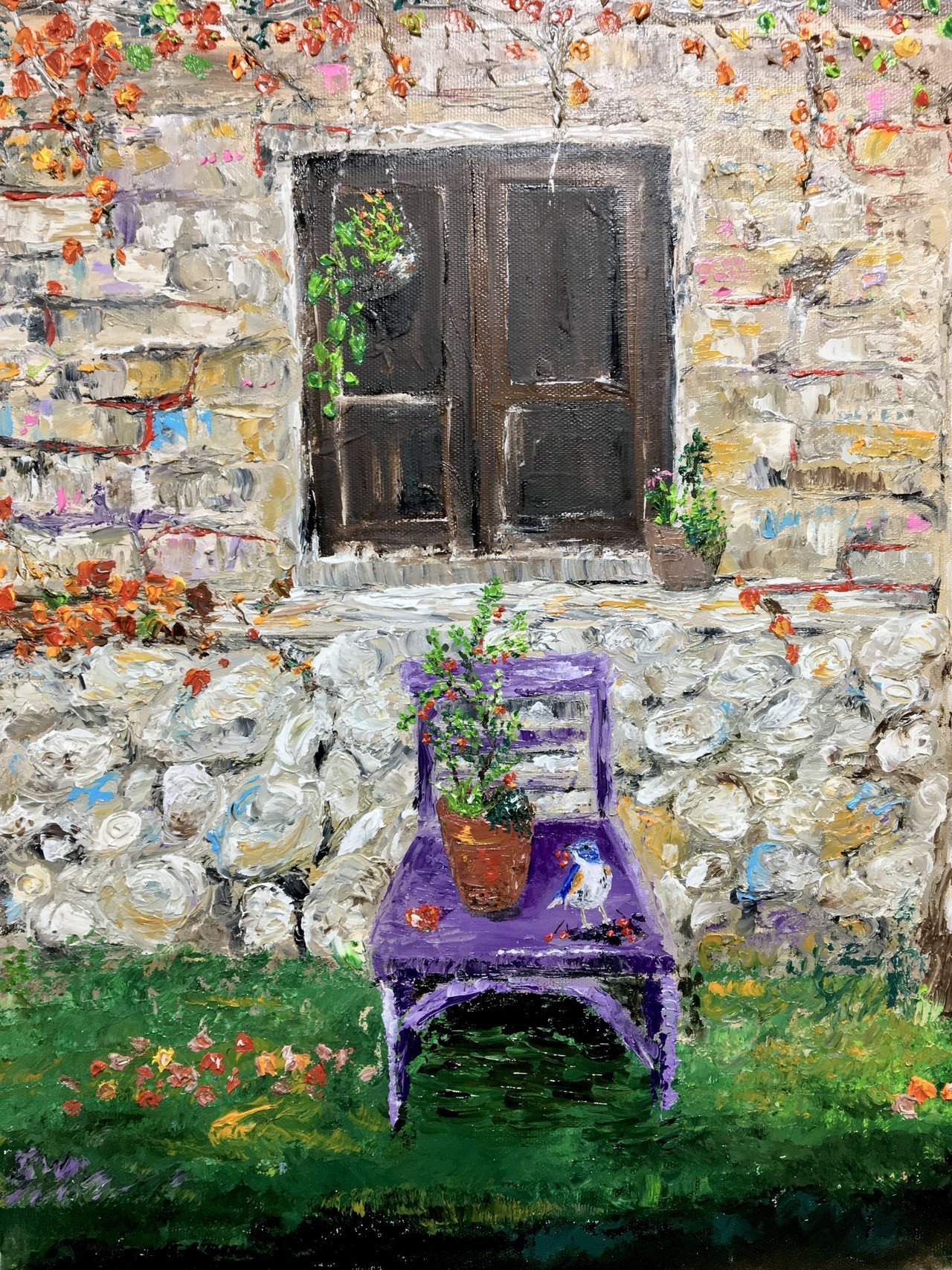 烏瓜のなる秋の家の絵を描きました|芸術 絵画｜雨星立夏 Rikka