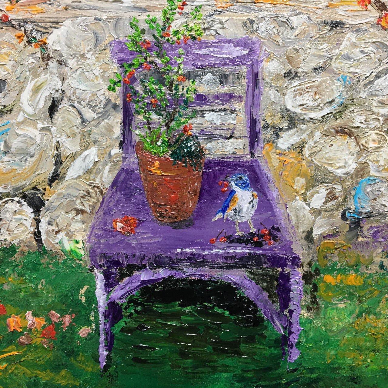 烏瓜のなる秋の家の絵を描きました|芸術 絵画｜雨星立夏 Rikka