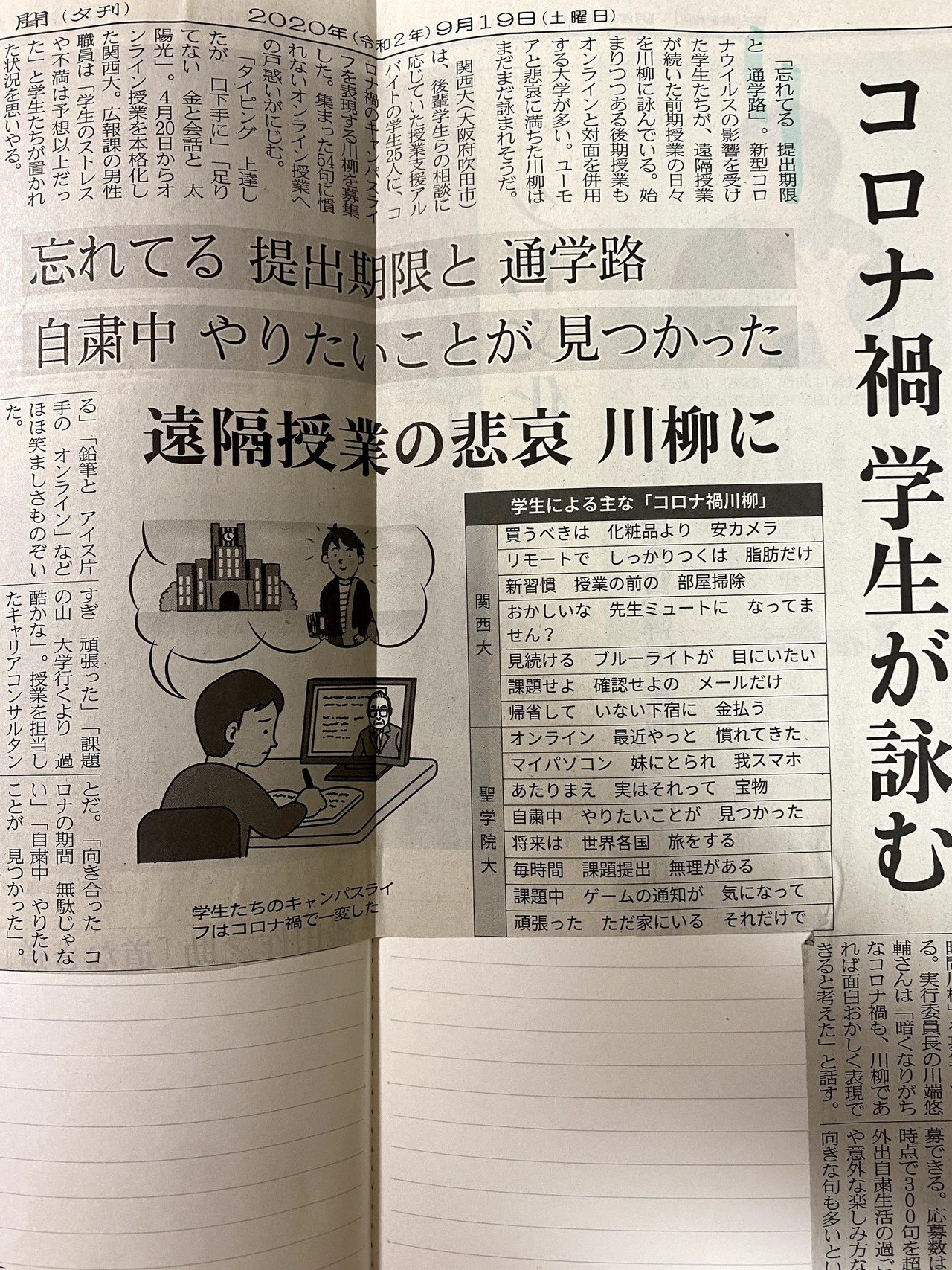 日経へのつぶやき 大学生による川柳に関する記事 コロナの影響を受けて遠隔授業を行う 大学生が読んだ川柳がなかなかに面白い 関西大の学生による一句 リモートで しっかりつくは 脂肪だけ なかなかセ れいな Note 日経へのつぶやき 大学生による川柳に関する記事 コロナの影響を受けて遠隔授業を行う 大学生が読んだ川柳がなかなかに面白い 関西大の学生による一句 リモートで しっかりつくは 脂肪だけ なかなかセ れいな Note