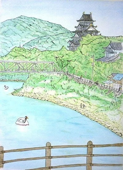 岡山城とお屋敷のスケッチ ～水彩スケッチ～｜深呼吸