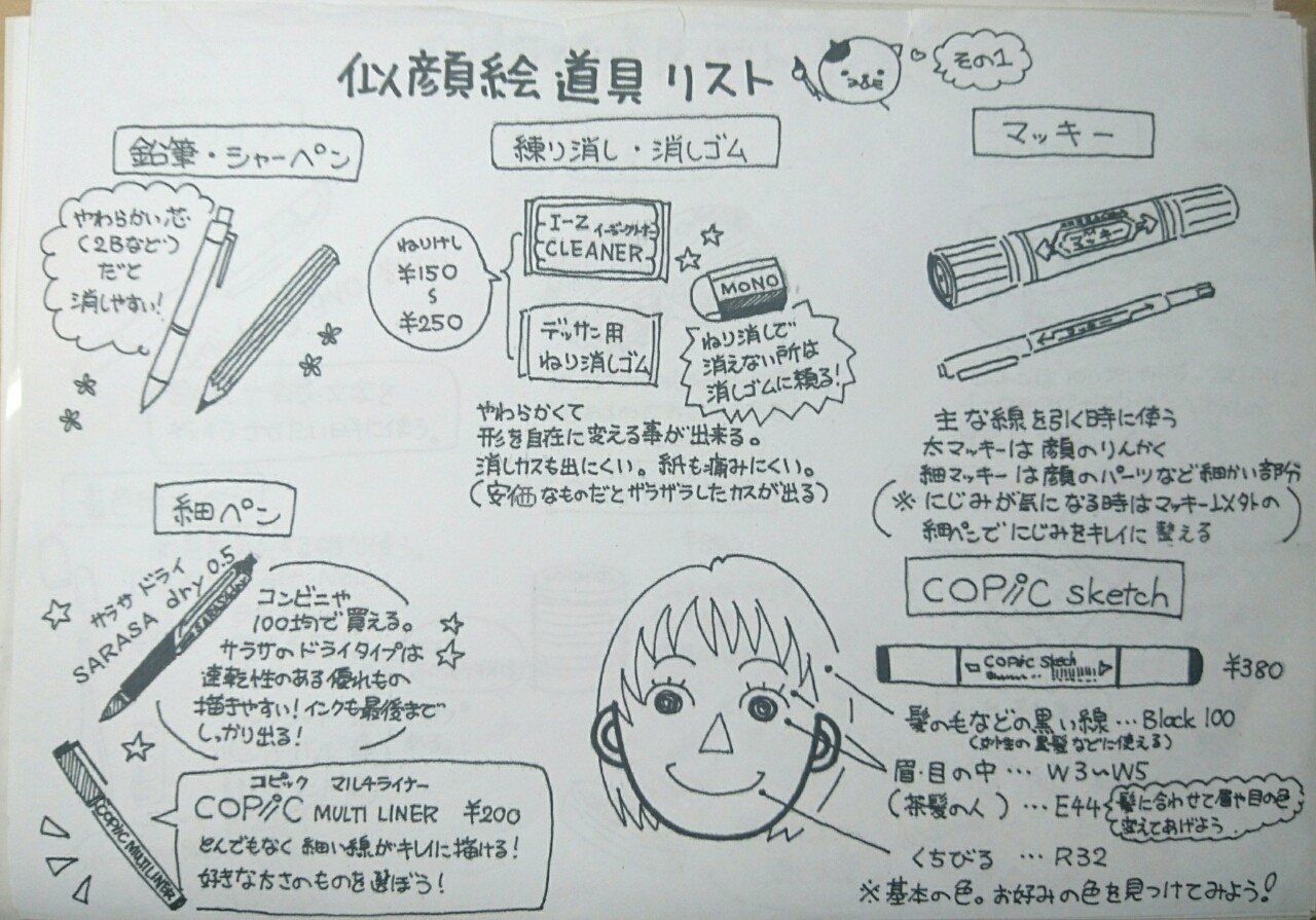 ぽっぽ似顔絵教室 その 道具 いきもの画家 Poppo Note ぽっぽ似顔絵教室 その 道具 いきもの画家 Poppo Note