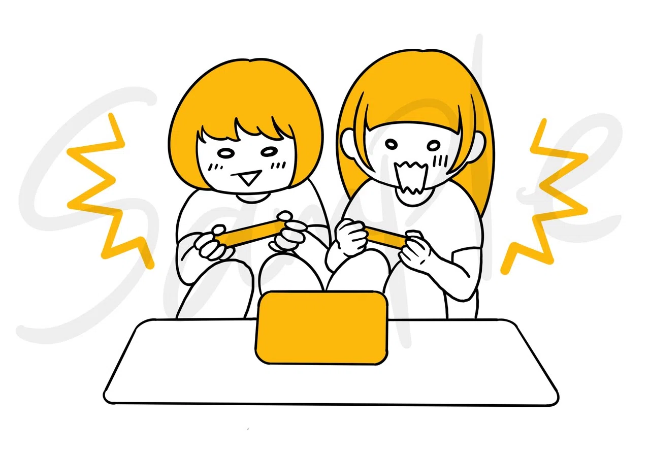 今日のストック用イラスト Switchで白熱する女友達 トサカマミ イラストレーター Note