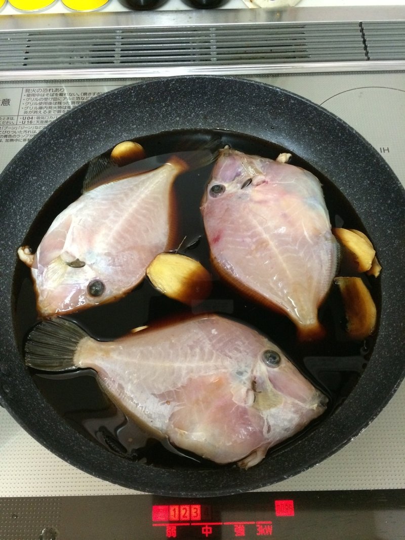 カワハギの煮付け 茶柱万棒 Note