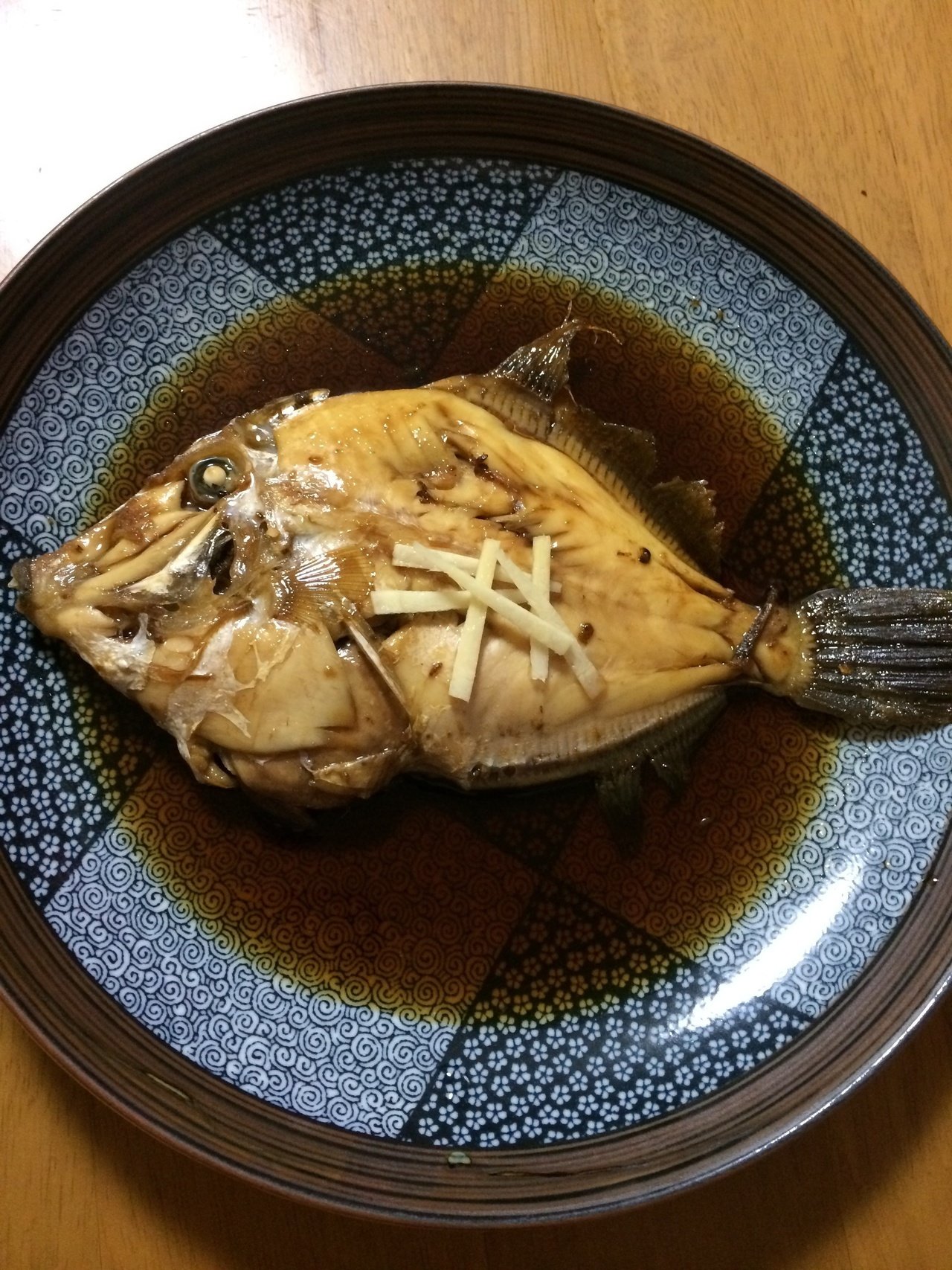カワハギの煮付け 茶柱万棒 Note