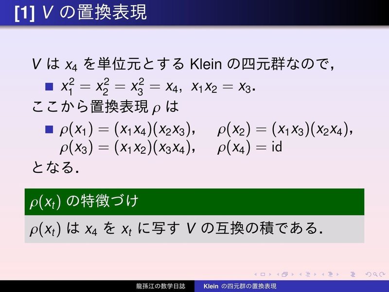 GS105：Kleinの四元群の置換表現02