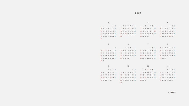 壁紙 シンプルな21年間カレンダー 無料 Blooni Note