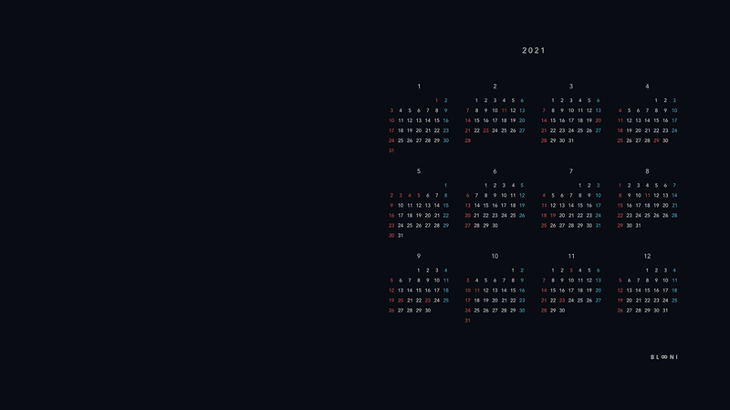 壁紙 シンプルな21年間カレンダー 無料 Blooni Note