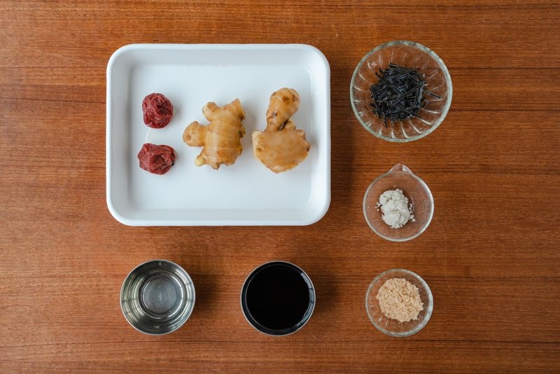 一石何鳥のおいしさ しょうがの梅醤油漬け Reizoko Ni Almonde 冷蔵庫にあるもんで Note