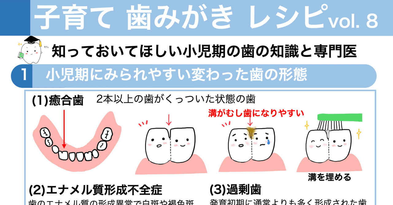 知っておいてほしい小児期の歯の知識と小児歯科専門医 子育て歯みがきレシピ Vol 8 子育て歯みがきレシピ Note
