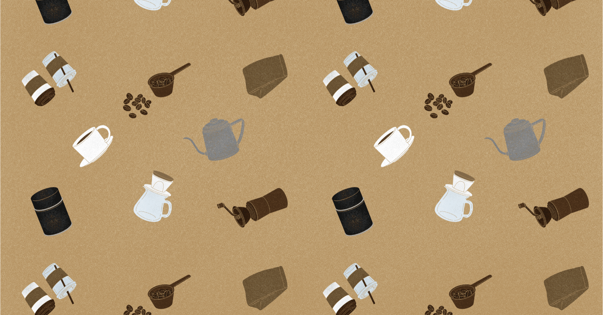 ギフト用包装紙をイメージしてコーヒーグッズのパターンイラストを描きました Akinori Washida Note