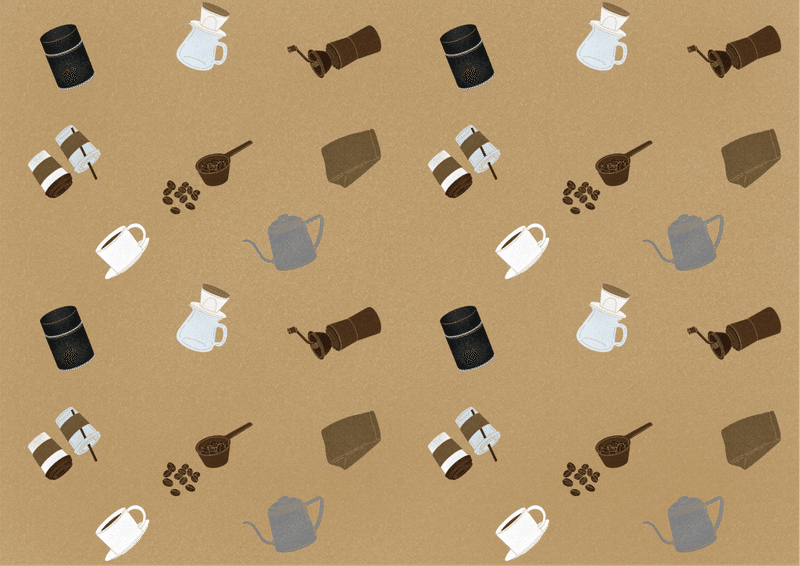 ギフト用包装紙をイメージしてコーヒーグッズのパターンイラストを描きました Akinori Washida Note