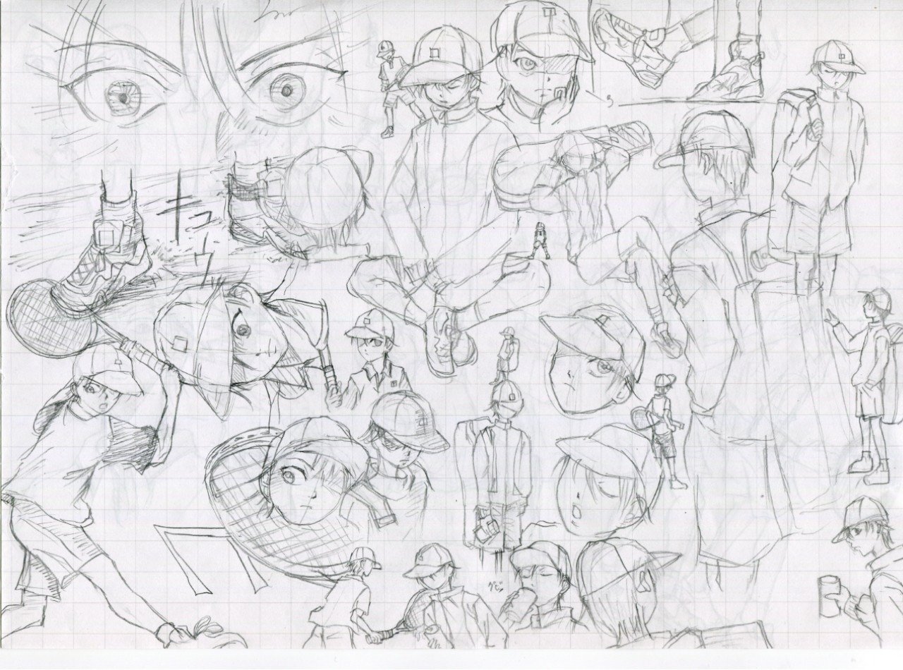 テニスの王子様　セル画　A3 テニスの王子様/越前リョーマ/セル画/下書き 新テニスの王子様 - 描き