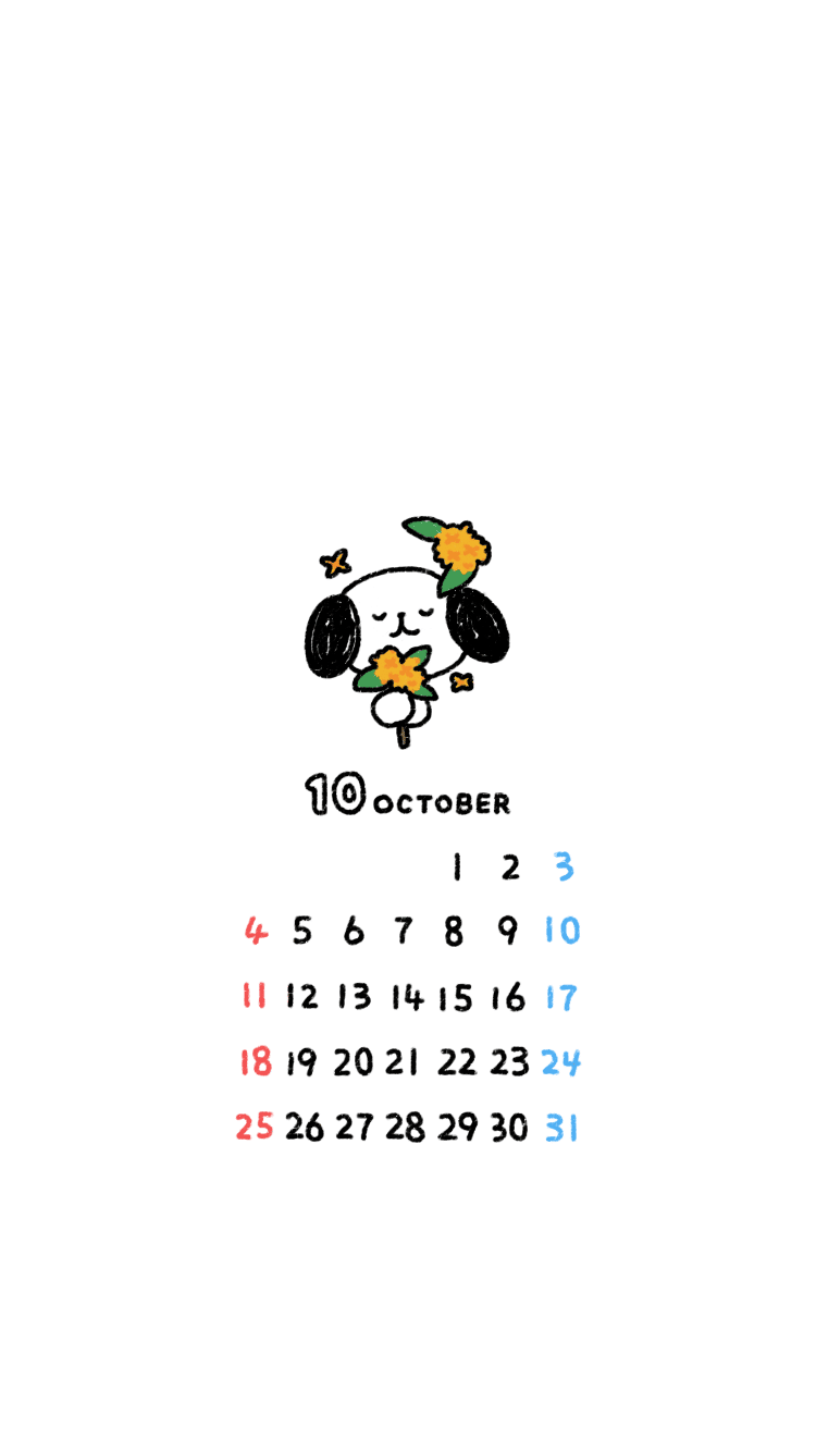 10月の待ち受けカレンダー Dhara Note
