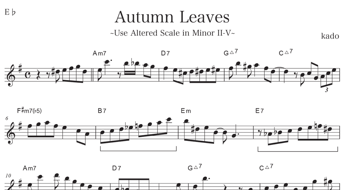 アルトサックス Autumn Leaves スタンダード曲でジャズサックススケール練習 加度 克紘 Note