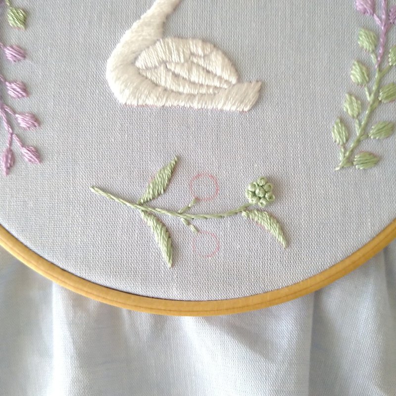 スワンの刺繍枠キットを作ろう ステップ5 仕上げ 完成 Apostrophe S 刺繍雑貨作家 Note